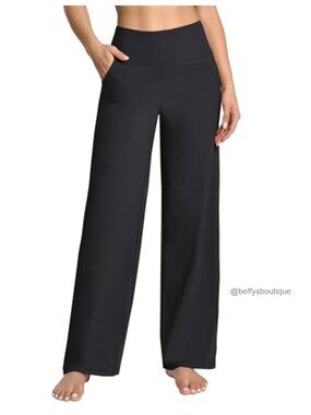 High Waist Wide Leg Yoga Pants Sweatpants Pockets Lightweight
